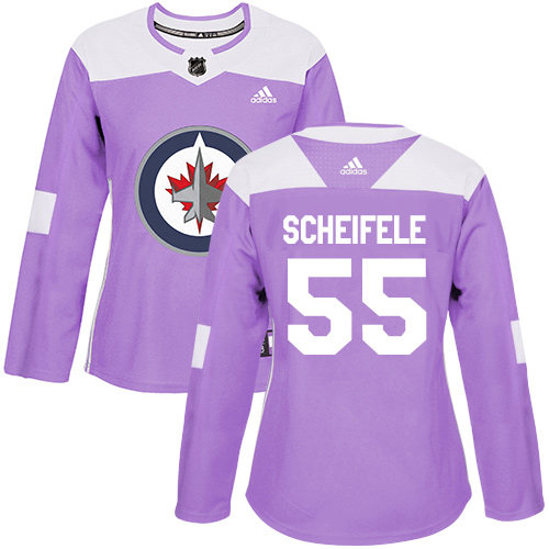 Adidas Jets #55 Mark Scheifele Purple Authentic Fights Cancer Women's Stitched NHL Jersey - Click Image to Close